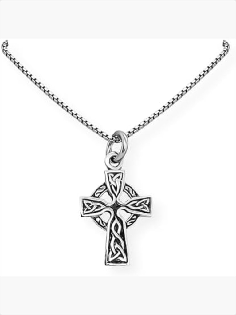 Sterling Silver Celtic Cross Pendant Necklace For Women